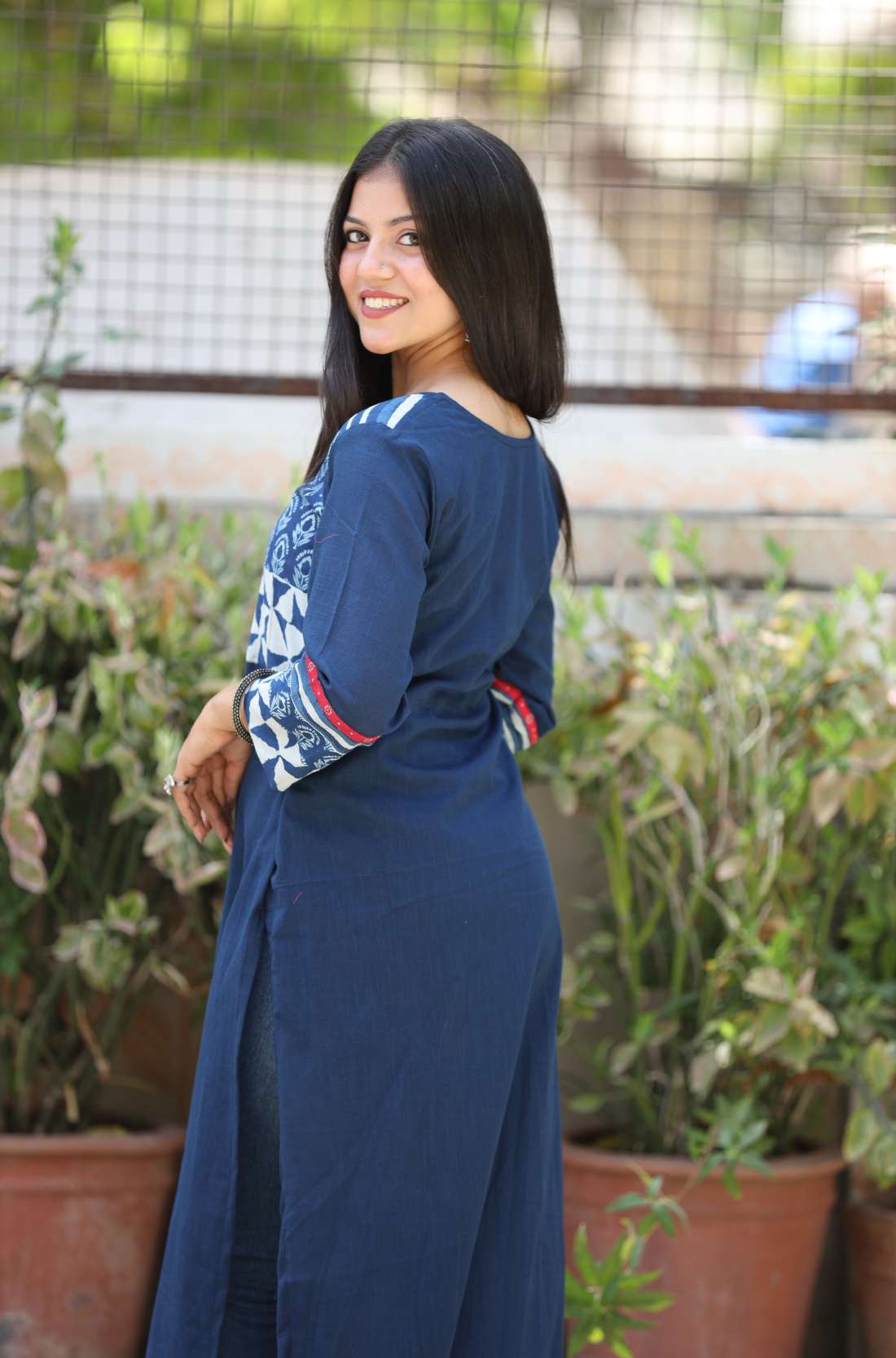 Indigo Pure Cotton Kurti – Back View