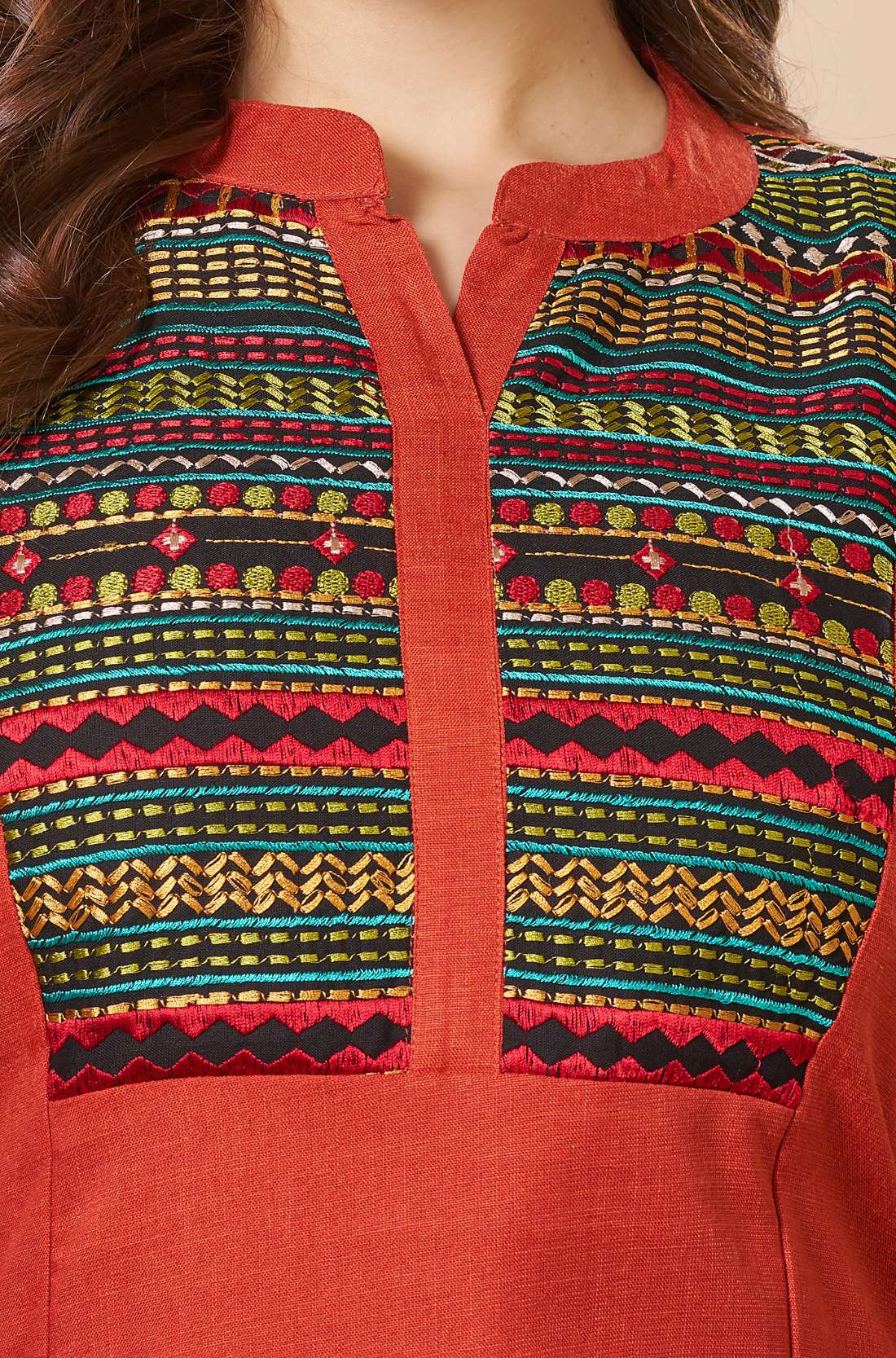 Embroidered Yoke Cotton Straight Kurta Set with Pocketed Pants