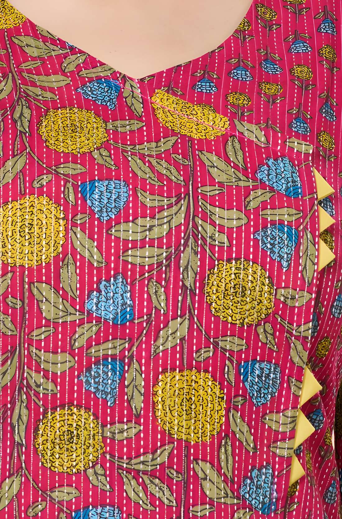 Cotton Floral Kurta set with Pocketed Straight Pant