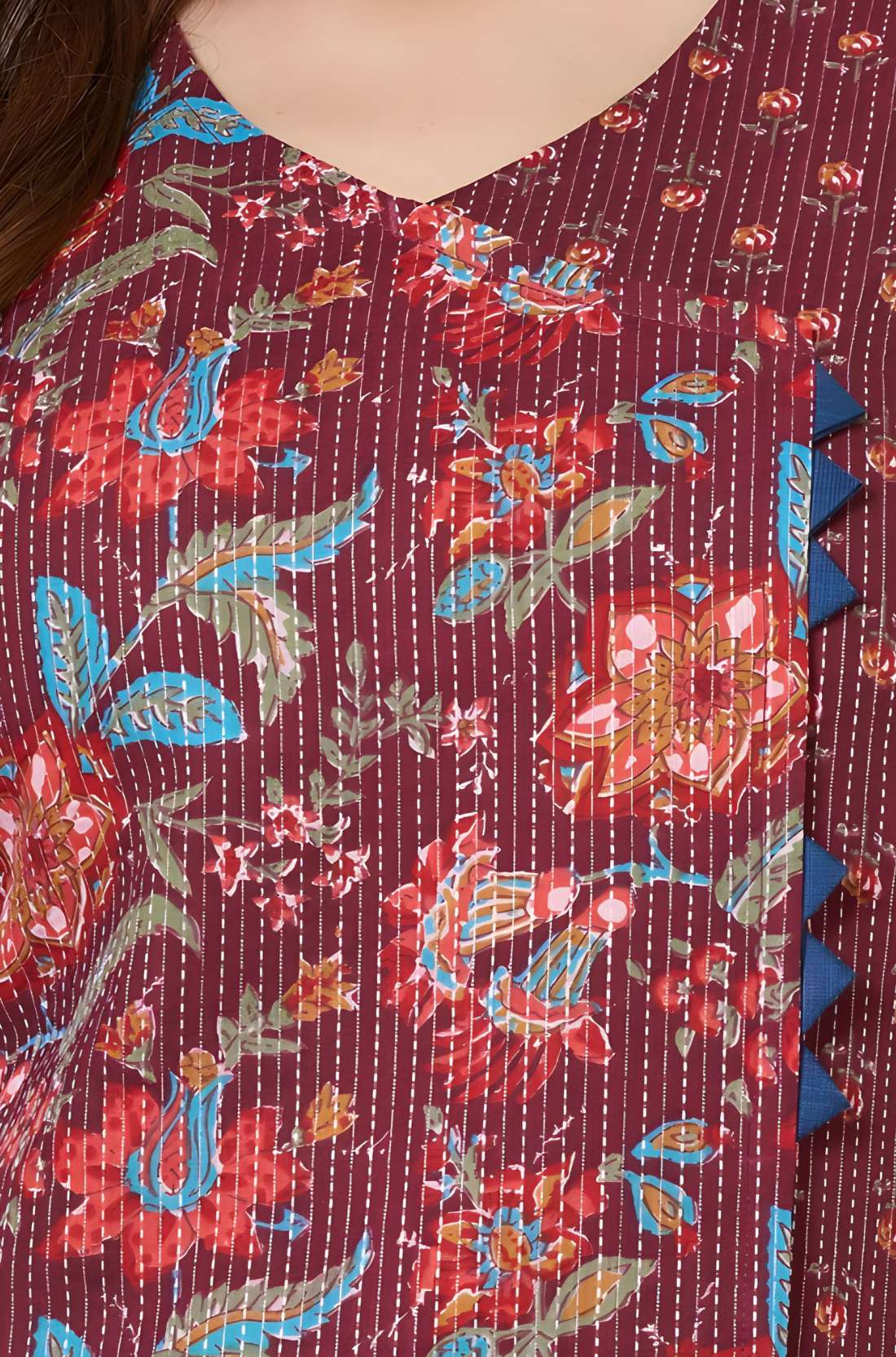 Cotton Floral Kurta set with Pocketed Straight Pant