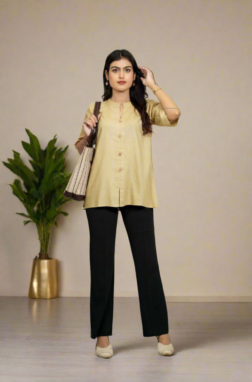 Beige Rayon Women’s Top – Styled Look