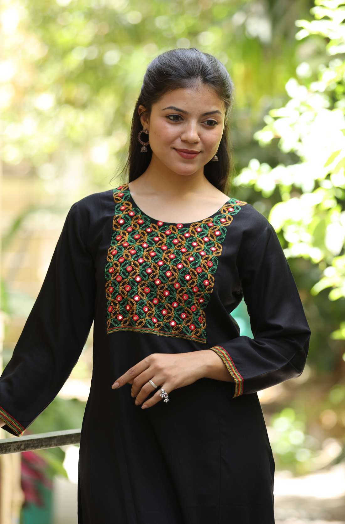 Black Intricate Embroidery Detailing – Close-Up