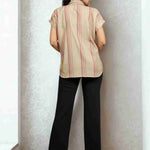 Beige Striped Rayon Shirt – Back View