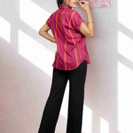 Dark Pink Striped Rayon Shirt – Back View