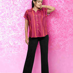 Dark Pink Striped Rayon Shirt – Styled Suggestion