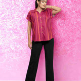 Dark Pink Striped Rayon Shirt – Styled Suggestion