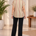 Beige Striped Rayon Top – Back View