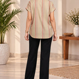 Beige Striped Rayon Top – Back View