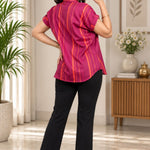Dark Pink Striped Rayon Top – Back View