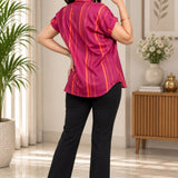 Dark Pink Striped Rayon Top – Back View