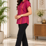 Dark Pink Striped Rayon Top – Styled Suggestion