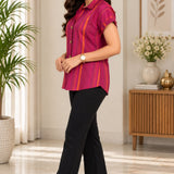 Dark Pink Striped Rayon Top – Styled Suggestion