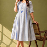 Grey Hand Block Print Frock – free style view