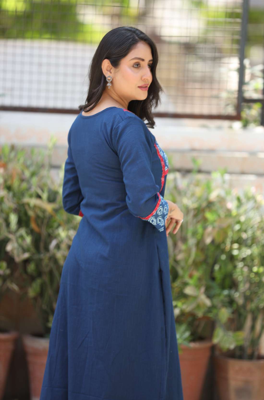 Indigo Pure Cotton Straight Kurta – Back View