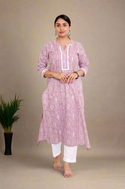 Light Purple Cotton Kurta – Full-Length View
