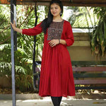 Standing_pose_in_maroon_embroidered_A-line_kurta