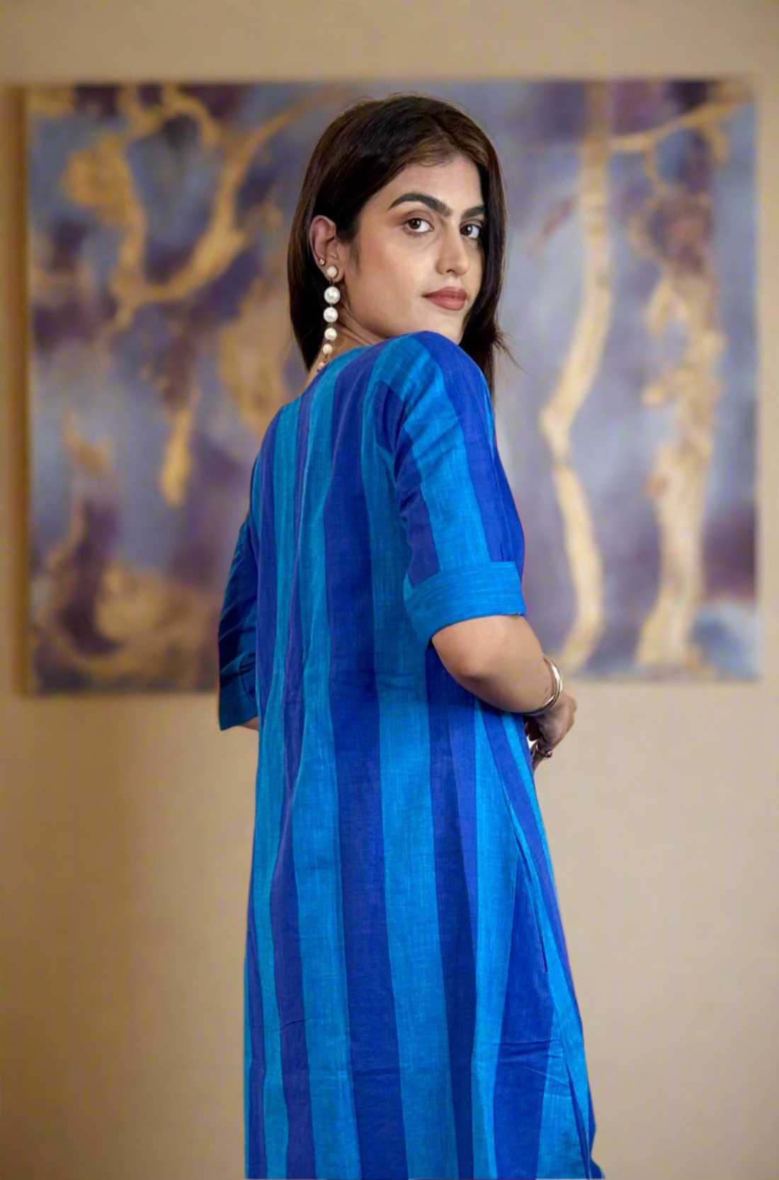 Blue tunic with Mirror Handwork – Back View