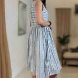 Grey White Stripes Frock – Back View
