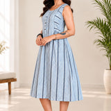 Grey White Stripes Frock – side View