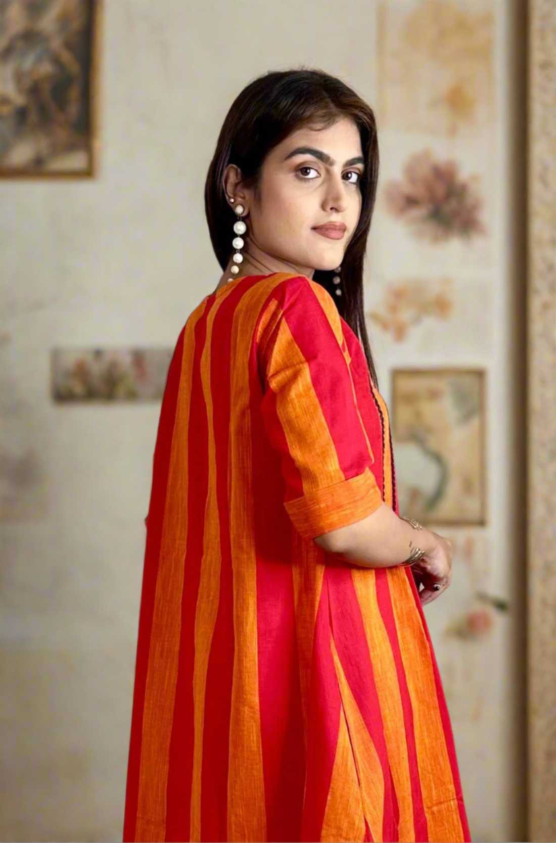 Orange tunic with Mirror Handwork – Back View