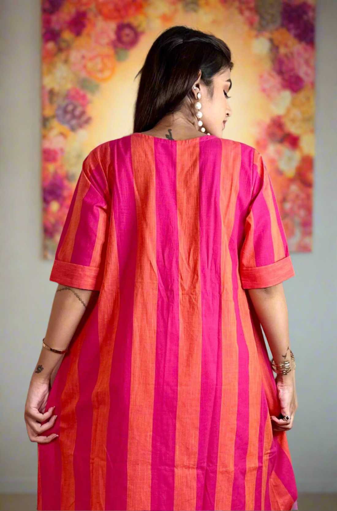 Pink tunic with Mirror Handwork – Back View