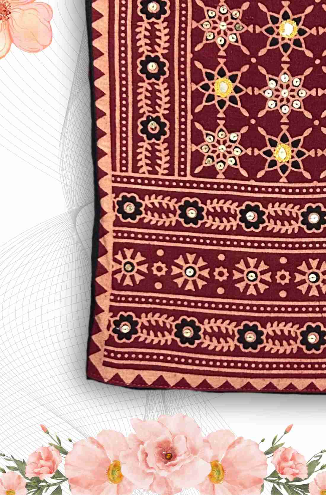 Black Kurti Fabric – Block printed Close-Up