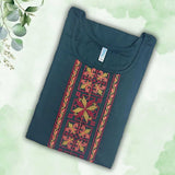 Bottle Green Rayon Kurti Material – Cross Stitch Embroidery