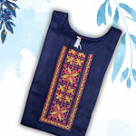 Navy Blue Rayon Kurti Material – Cross Stitch Embroidery 