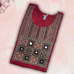 Maroon Unstitched Kurti Material – Embroidary Mirror Work