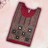 Maroon Unstitched Kurti Material – Embroidary Mirror Work