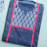 Indigo Pure Cotton Unstitched Kurta Fabric – Block Print