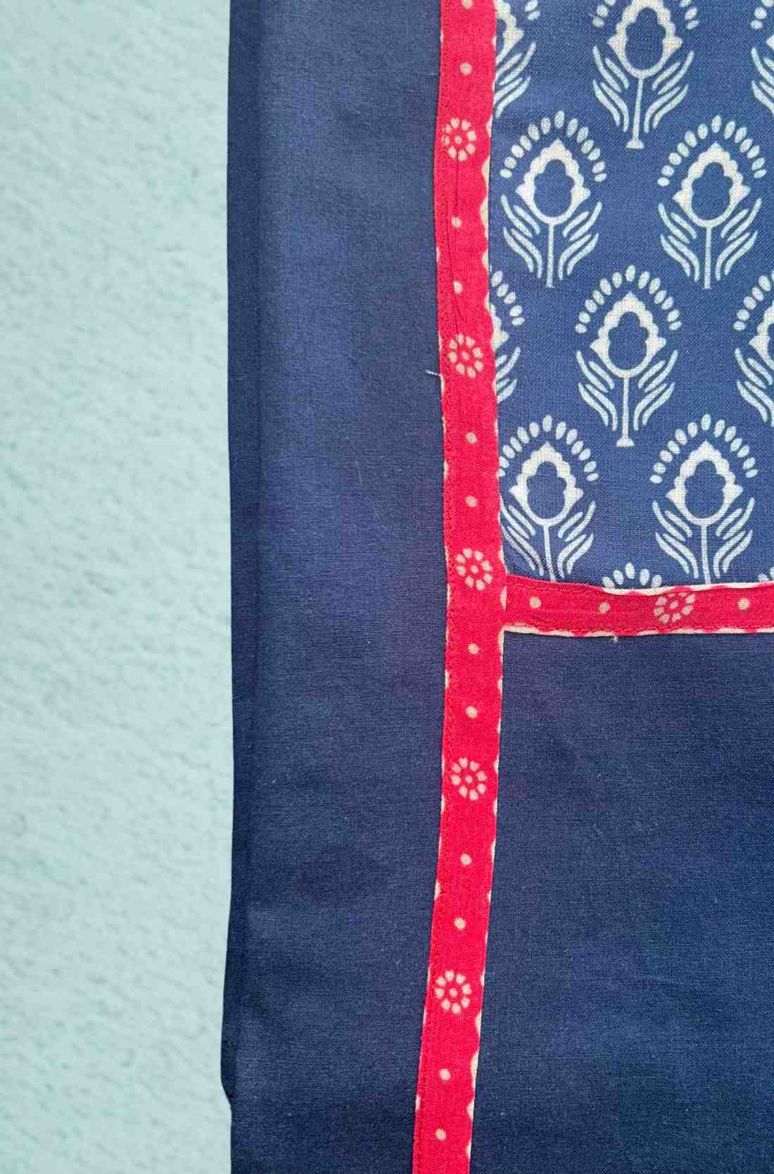 Indigo Pure Cotton Unstitched Kurta Fabric – Block Print Close-up