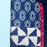 Indigo Pure Cotton Unstitched Kurti Fabric – Close-up View