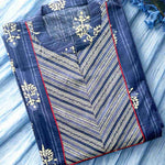 Indigo Block Printed Pure Cotton Kurta Material – Block Printed