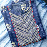 Indigo Block Printed Pure Cotton Kurta Material – Block Printed
