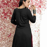 Black Rayon Hand Embroidered Aline  Kurta – Back View