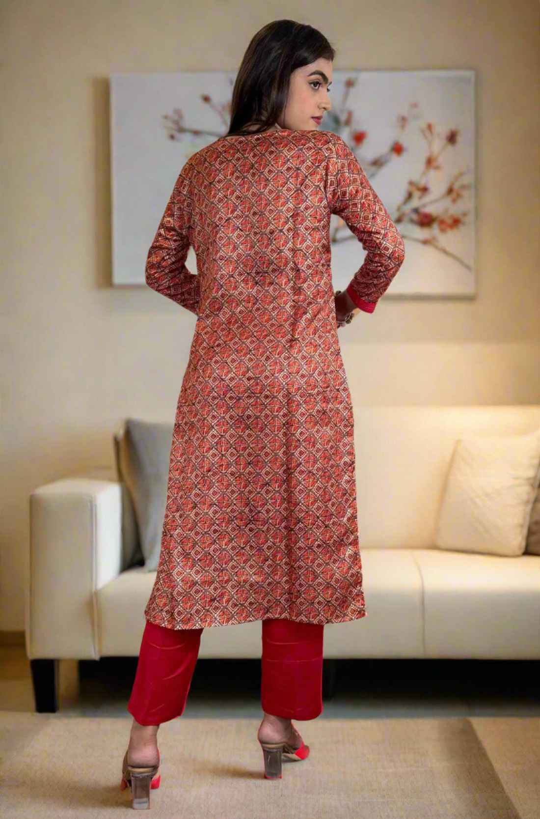 Back-side View – Pashmina Silk Kurta Set
