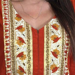 Detailing Close up Hand embroidered berlin silk Rust Aline kurta set