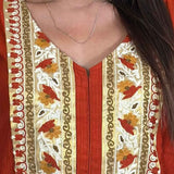 Detailing Close up Hand embroidered berlin silk Rust Aline kurta set