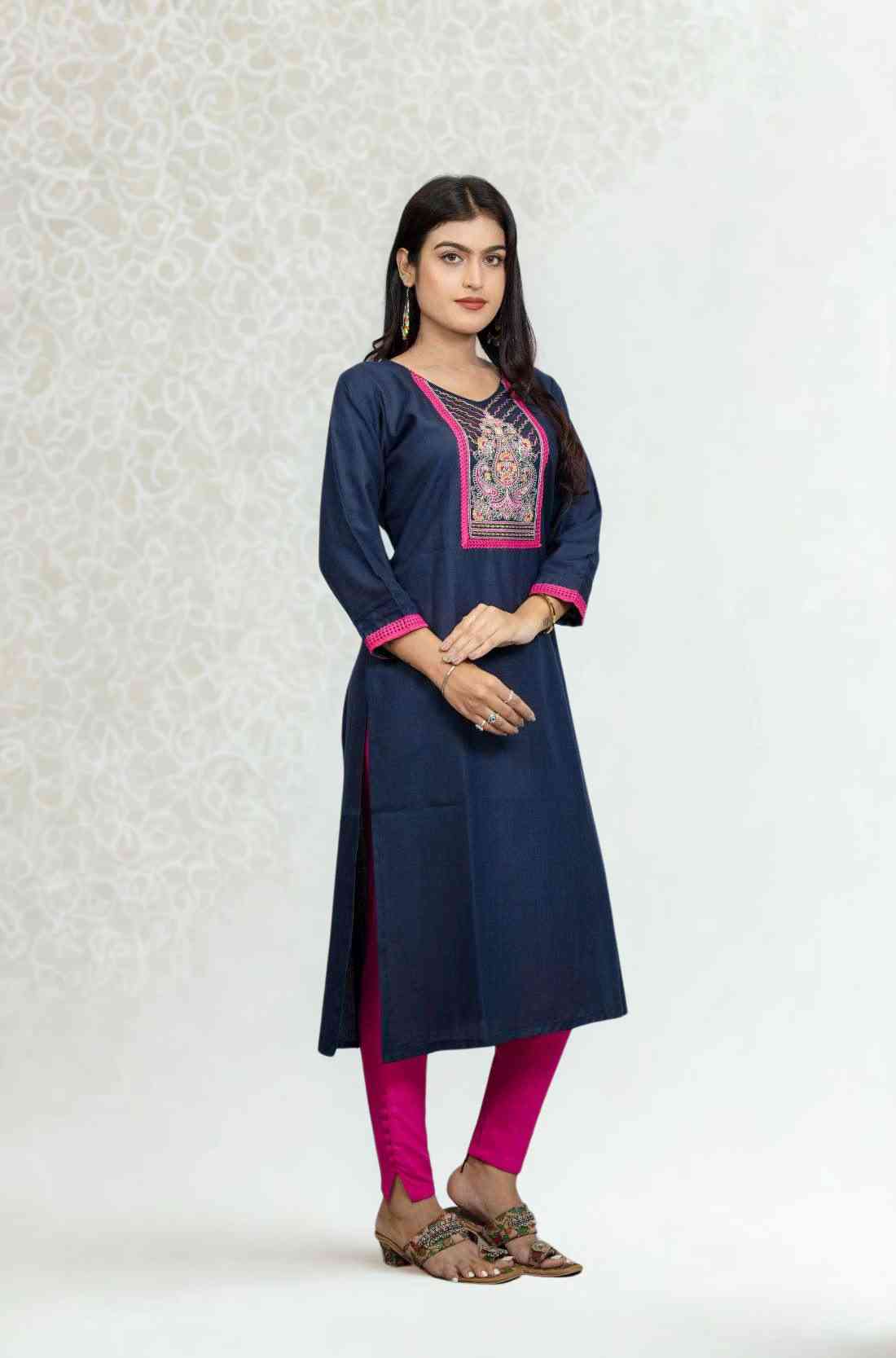 Navy Blue Straight Kurta – Styled Look