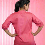 Dark Peach colour Rayon Pleated Shirt – Back View