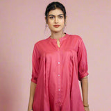 Fabric Texture of Dark Peach colour Rayon Shirt