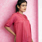 Dark Peach colour Rayon Shirt with Half Sleeves – Side View