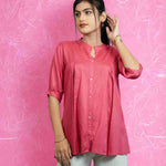 Dark Peach colour Rayon Pleated Shirt