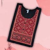 Black Unstitched Kurta Material – Hand Embroidery