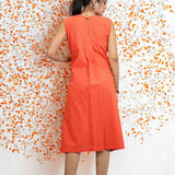 Back view of orange sleeveless A-line kurti