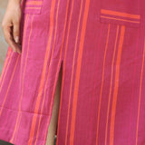 Pink Striped Cotton Kurti – Front Detail
