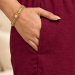 Wine kurta set matching pants with elasticated waist and functional side pocket