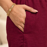 Wine kurta set matching pants with elasticated waist and functional side pocket
