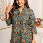 Geometric Block Print Pure Cotton Short Kurti for Women
